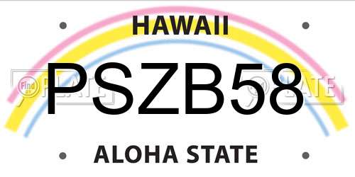 PSZB58 Hawaii License Plate