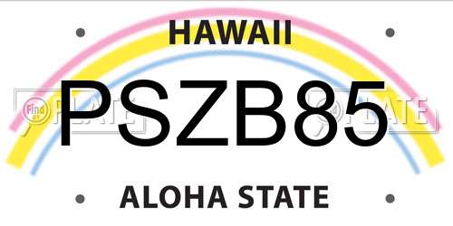 PSZB85 Hawaii License Plate