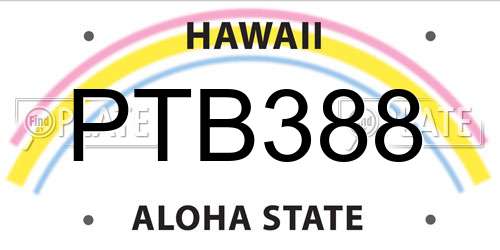 PTB388 Hawaii License Plate
