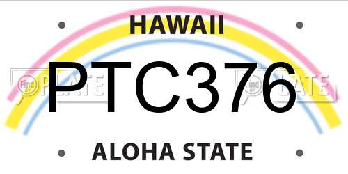 PTC376 Hawaii License Plate