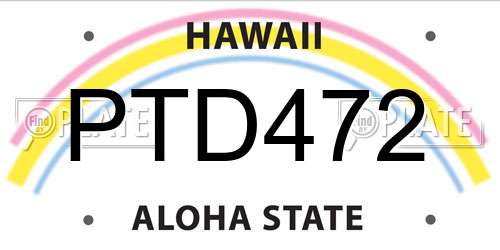 PTD472 Hawaii License Plate