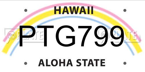 PTG799 Hawaii License Plate