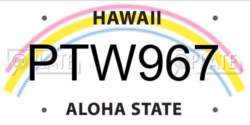 PTW967 Hawaii License Plate