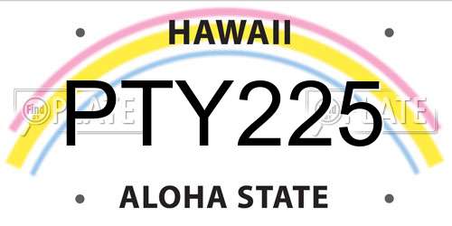 PTY225 Hawaii License Plate