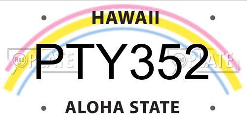 PTY352 Hawaii License Plate