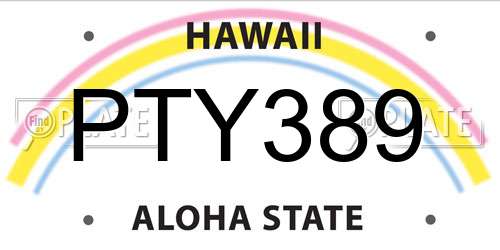 PTY389 Hawaii License Plate