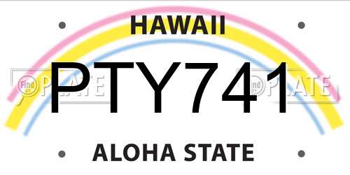 PTY741 Hawaii License Plate