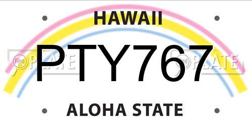 PTY767 Hawaii License Plate