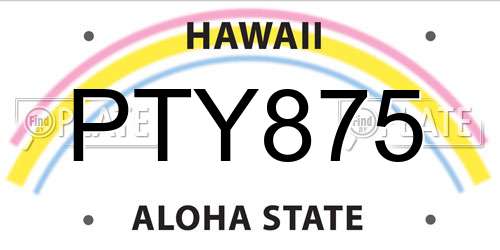 PTY875 Hawaii License Plate