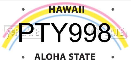 PTY998 Hawaii License Plate
