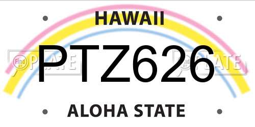 PTZ626 Hawaii License Plate