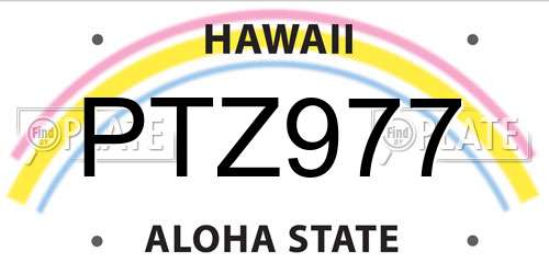 PTZ977 Hawaii License Plate