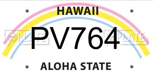 PV764 Hawaii License Plate