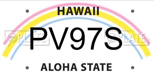 PV97S Hawaii License Plate