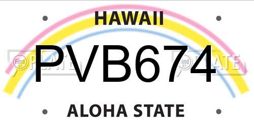 PVB674 Hawaii License Plate
