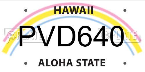 PVD640 Hawaii License Plate