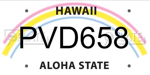 PVD658 Hawaii License Plate