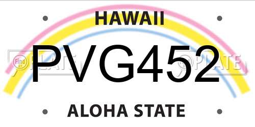 PVG452 Hawaii License Plate