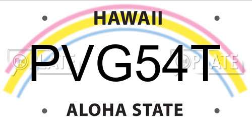 PVG54T Hawaii License Plate