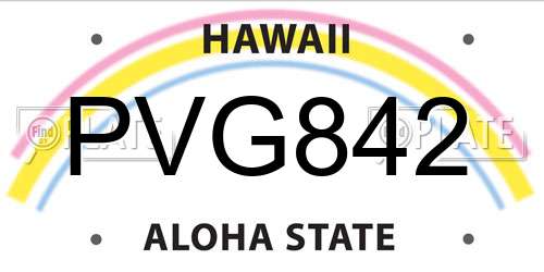 PVG842 Hawaii License Plate