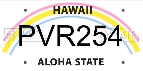 PVR254 Hawaii License Plate