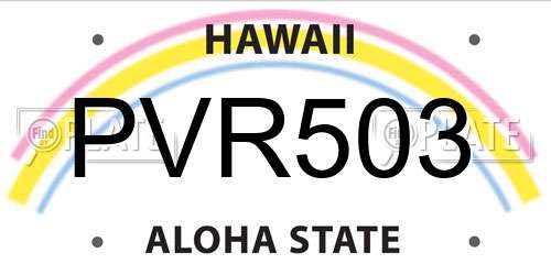 PVR503 Hawaii License Plate