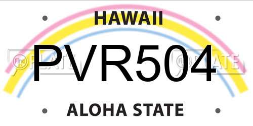 PVR504 Hawaii License Plate
