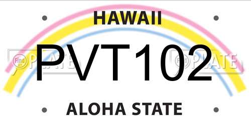 PVT102 Hawaii License Plate