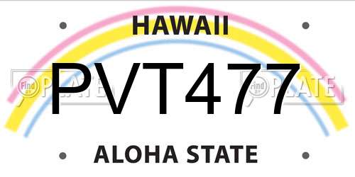 PVT477 Hawaii License Plate