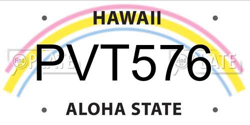 PVT576 Hawaii License Plate