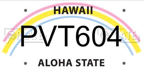 PVT604 Hawaii License Plate