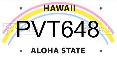 PVT648 Hawaii License Plate