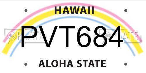 PVT684 Hawaii License Plate