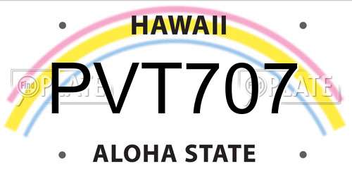 PVT707 Hawaii License Plate