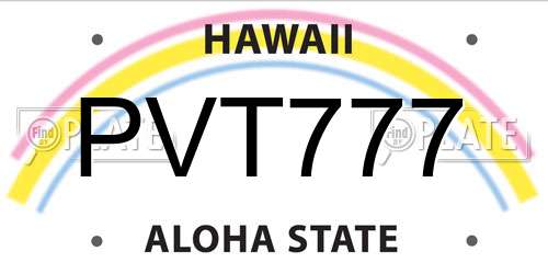 PVT777 Hawaii License Plate