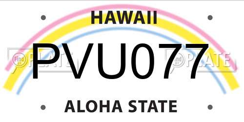 PVU077 Hawaii License Plate