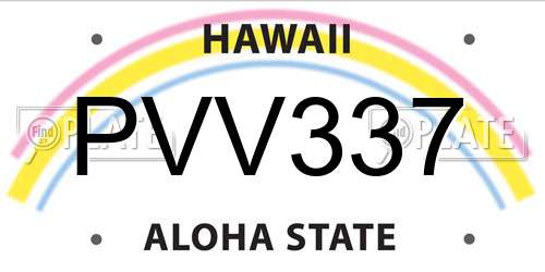 PVV337 Hawaii License Plate