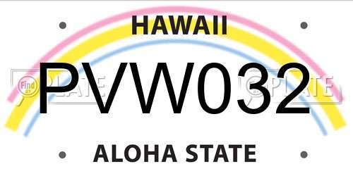 PVW032 Hawaii License Plate
