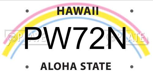 PW72N Hawaii License Plate