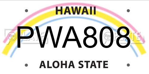 PWA808 Hawaii License Plate