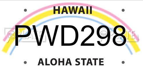 PWD298 Hawaii License Plate