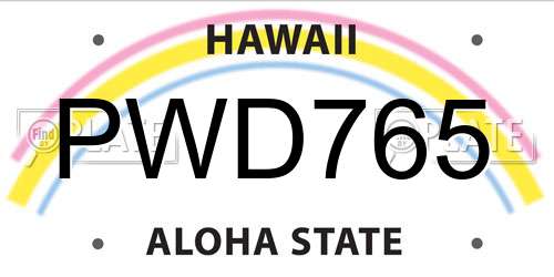 PWD765 Hawaii License Plate