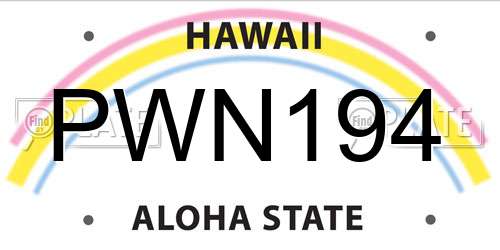 PWN194 Hawaii License Plate