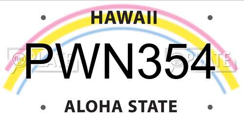 PWN354 Hawaii License Plate