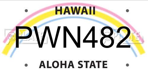 PWN482 Hawaii License Plate
