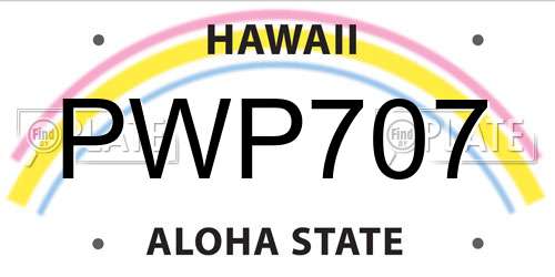 PWP707 Hawaii License Plate