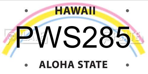 PWS285 Hawaii License Plate