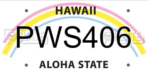 PWS406 Hawaii License Plate
