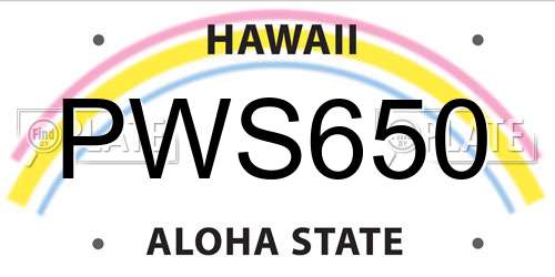 PWS650 Hawaii License Plate
