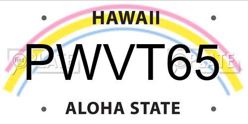 PWVT65 Hawaii License Plate
